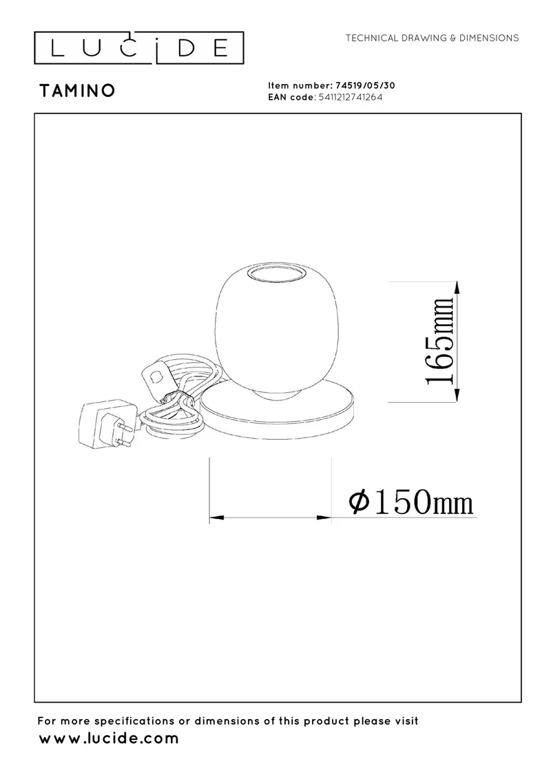 LED-Tischleuchte Tamino Glasschirm Schwarz 15cm