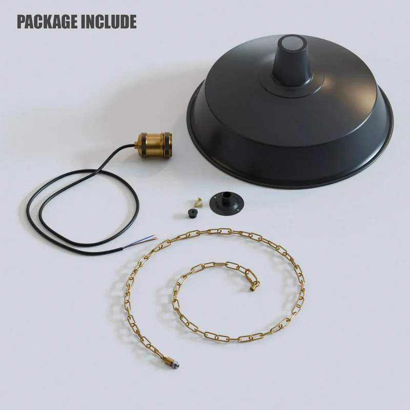 Schwarz Metall Decke E27 Leerrohr Pendelleuchte Kit ~3346