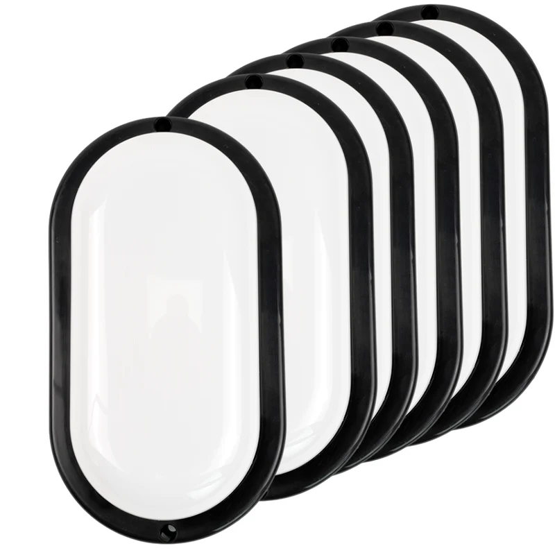 Kellerlampe in Schwarz, Ovalleuchte, 12 W, 1080 lm, Lichtfarbe einstellbar (CCT), IP54-wassergeschützt, Kabelverbinder, Wandleuchte Innen und Außen, Feuchtraumleuchte