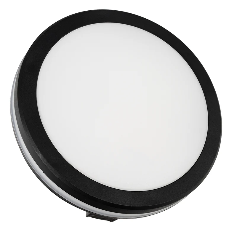 Moderne LED-Deckenlampe, schwarz/weiß, rund, 30 W, 3000 lm, Lichtfarbe einstellbar, Ø30 cm, IP65-wassergeschützt, Schnellverbinder, Innen- und Außenlampe
