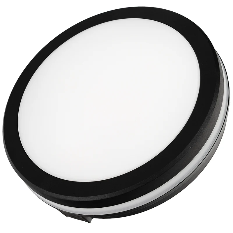 Moderne LED-Deckenlampe, schwarz/weiß, rund, 30 W, 3000 lm, Lichtfarbe einstellbar, Ø30 cm, IP65-wassergeschützt, Schnellverbinder, Innen- und Außenlampe