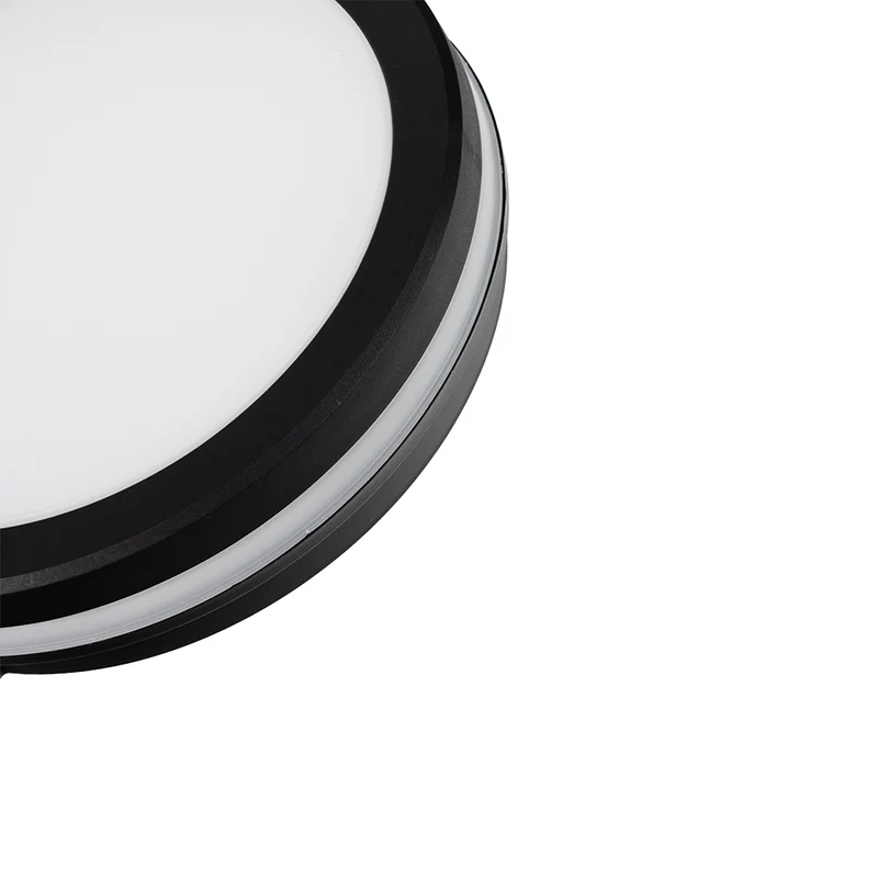 Moderne LED-Deckenlampe, schwarz/weiß, rund, 30 W, 3000 lm, Lichtfarbe einstellbar, Ø30 cm, IP65-wassergeschützt, Schnellverbinder, Innen- und Außenlampe