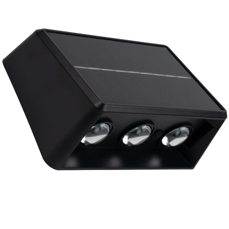 Solar LED Wandleuchte Außen, Up/Down, 3-flammig, 3 Lichtfarben einstellbar (CCT), IP54, mit Akku, Gartenleuchte