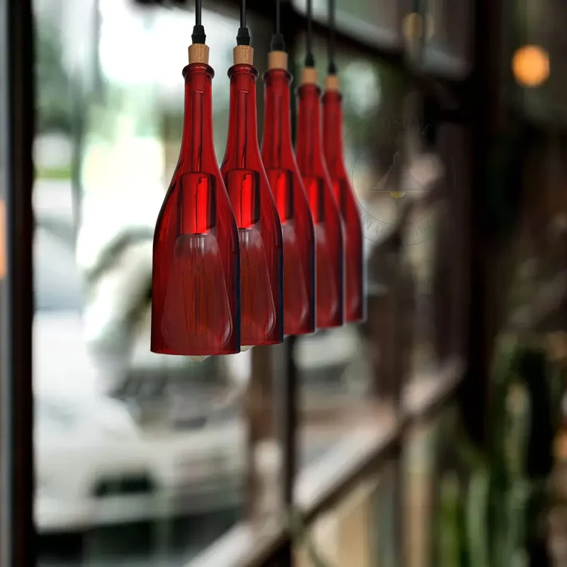 E27 Hängeleuchte 5 flammig Glas Höhenverstellbar ~3307