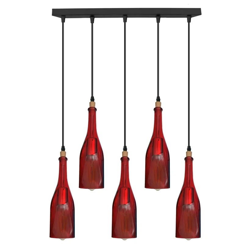E27 Hängeleuchte 5 flammig Glas Höhenverstellbar ~3307