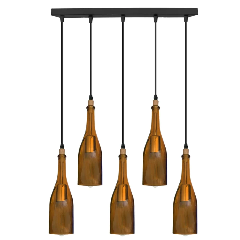 E27 Hängeleuchte 5 flammig Glas Höhenverstellbar ~3307