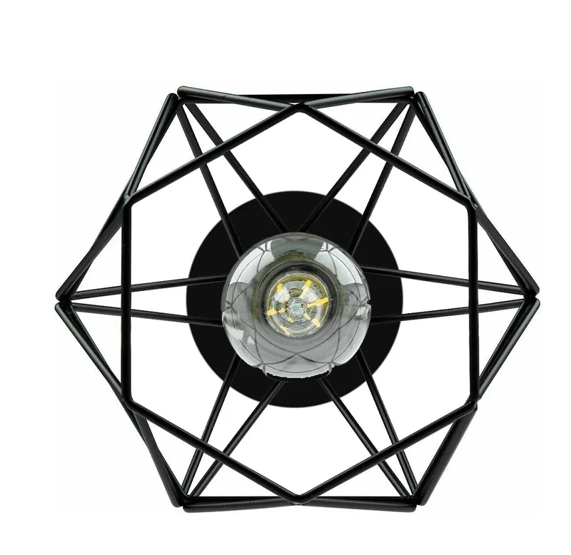E27 Deckenlampe Käfig Metall Schwarz ~3297