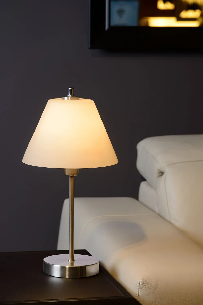 Tischleuchte Touch Touchdimmer mit Glasschirm Chrom