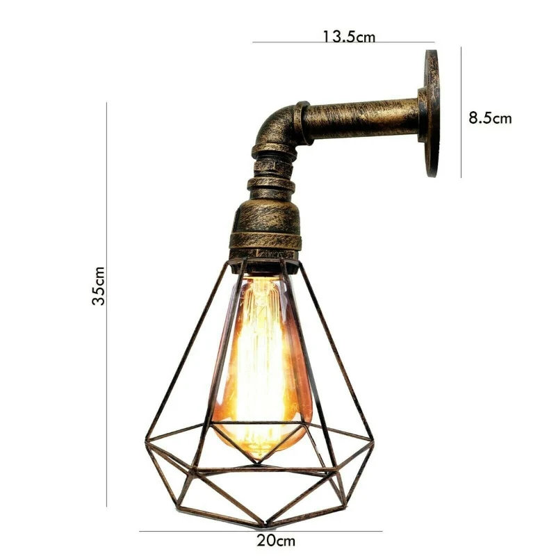 Vintage Deckenabhänger,Wandleuchte Diamant Drahtkäfig~3177