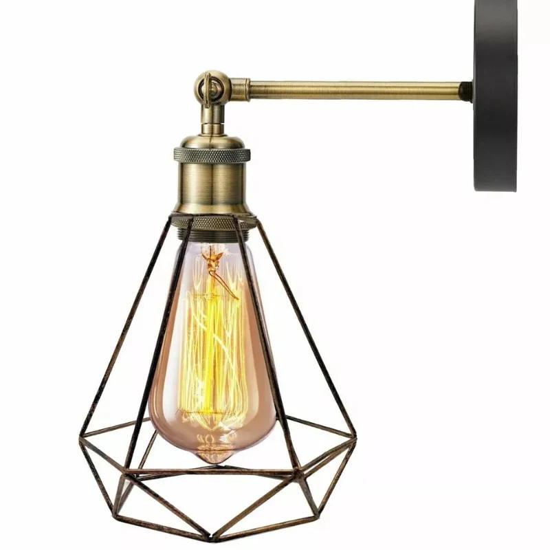 Vintage Deckenabhänger,Wandleuchte Diamant Drahtkäfig~3177