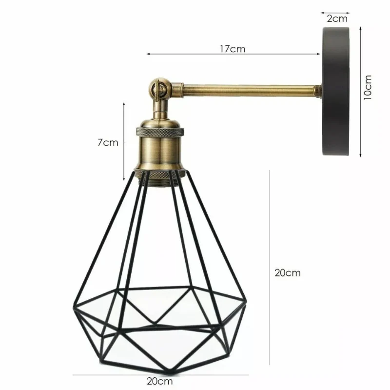 Vintage Deckenabhänger,Wandleuchte Diamant Drahtkäfig~3177