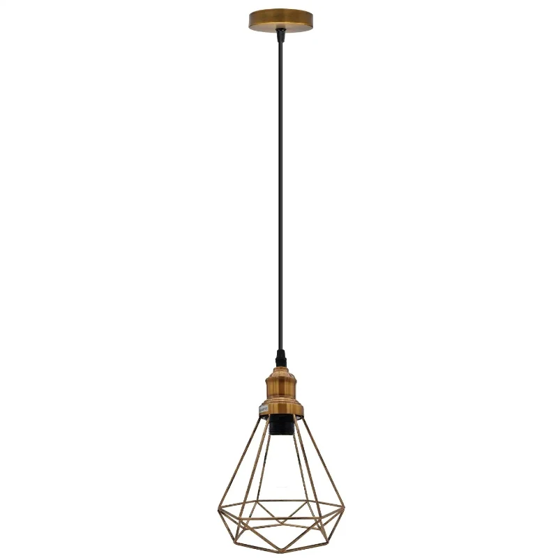 Vintage Deckenabhänger,Wandleuchte Diamant Drahtkäfig~3177