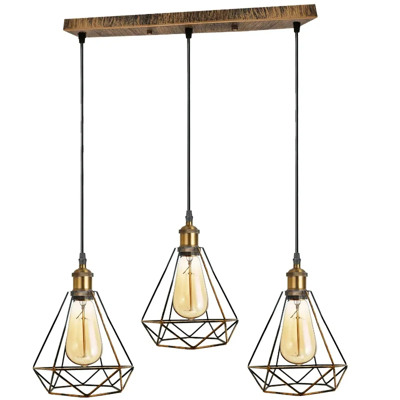 Vintage Deckenabhänger,Wandleuchte Diamant Drahtkäfig~3177