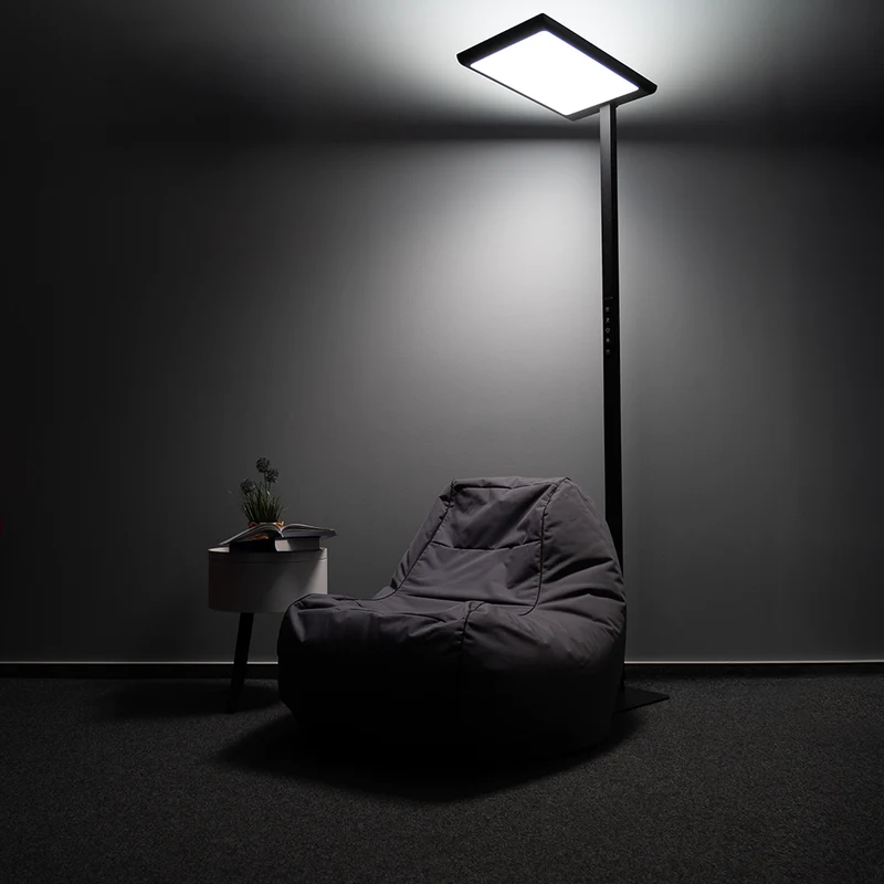 LED Büro-Stehleuchte, Up/Down, in Schwarz, 100 W, 7000 lm, 4000 K (neutralweiß), UGR<16, CRI98, dimmbar, RG0, Bridgelux LED, Arbeitsplatzleuchte