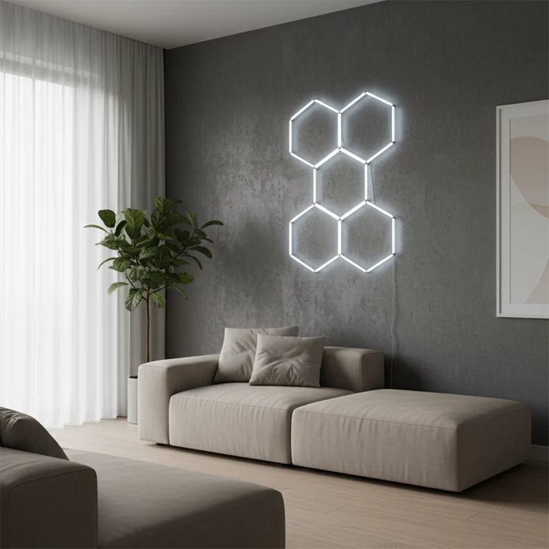 LED Deckenleuchte, HexaForm, 5er Set, 6500 K (kaltweiß), Hexagon Leuchte, Garagenlampe, Salon Beleuchtung