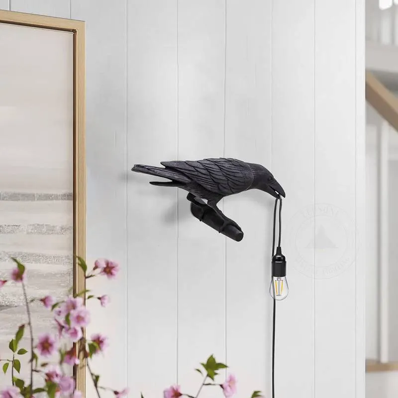 LEDSONE Raven Wandleuchte Rabe Wandlampe Schwarz E27 ~3273