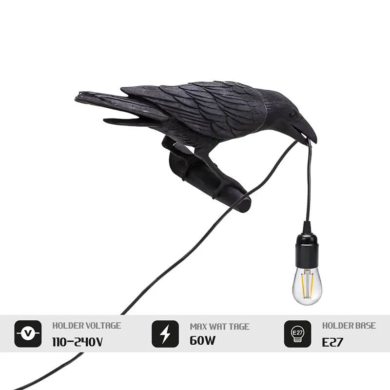 LEDSONE Raven Wandleuchte Rabe Wandlampe Schwarz E27 ~3273