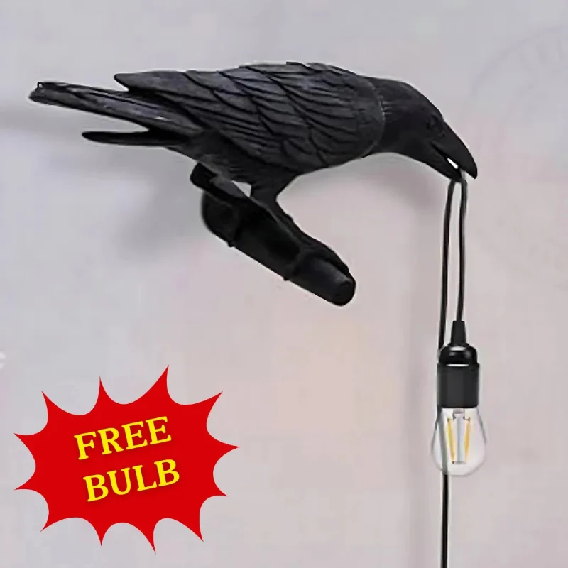 LEDSONE Raven Wandleuchte Rabe Wandlampe Schwarz E27 ~3273