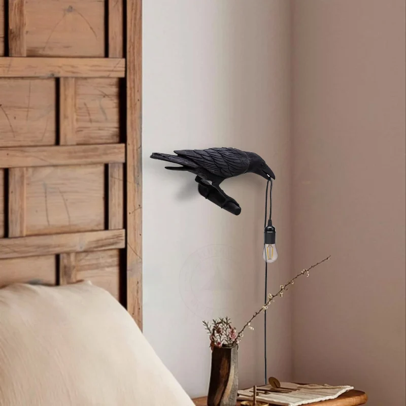 LEDSONE Raven Wandleuchte Rabe Wandlampe Schwarz E27 ~3273