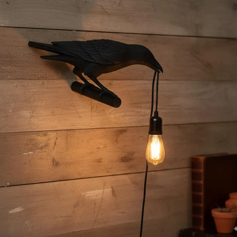 LEDSONE Raven Wandleuchte Rabe Wandlampe Schwarz E27 ~3273