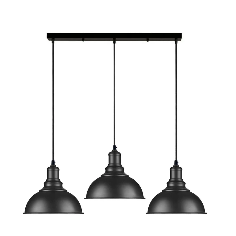 3-Licht Pendelleuchte Industrielle Hängelampe Schwarzer ~3278