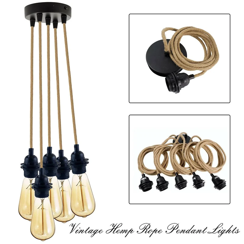1m Deckenlampe Textilkabel mit Fassung E27 ~3295