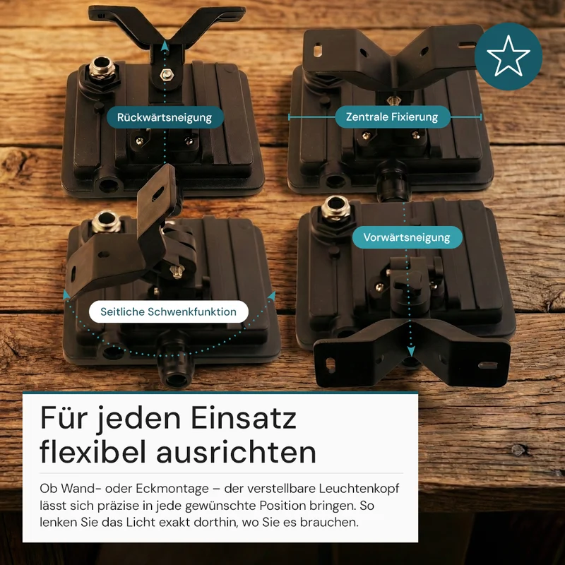 LED-Fluter, BeamPlug, 20 W, 4000 K (neutralweiß), 2400 lm, schwarz, verstellbare Leuchtrichtung, Plug-In Sensor Vorrichtung, IP65 Kabelverbinder, Wand- & Eckmontage