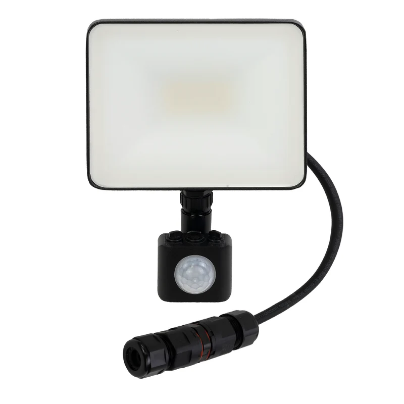 LED-Fluter, BeamPlug, 20 W, 4000 K (neutralweiß), 2400 lm, schwarz, verstellbare Leuchtrichtung, Plug-In Sensor Vorrichtung, IP65 Kabelverbinder, Wand- & Eckmontage