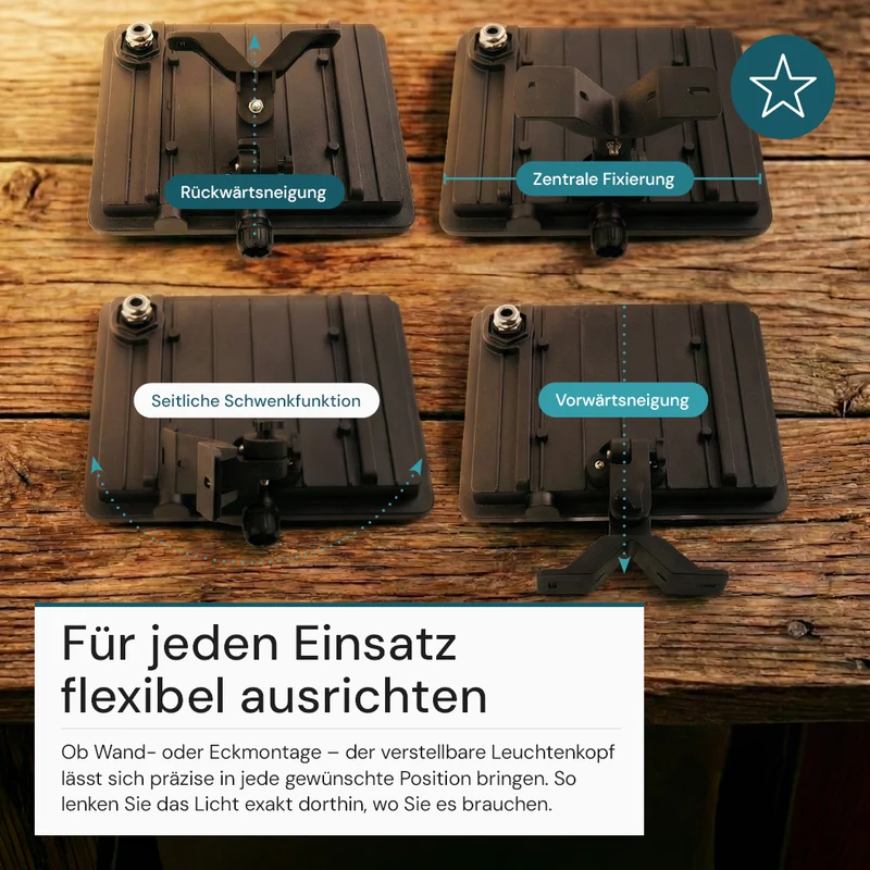 LED-Fluter, BeamPlug, 50 W, 4000 K (neutralweiß), 6000 lm, schwarz, verstellbare Leuchtrichtung, Plug-In Sensor Vorrichtung, IP65 Kabelverbinder, Wand- & Eckmontage
