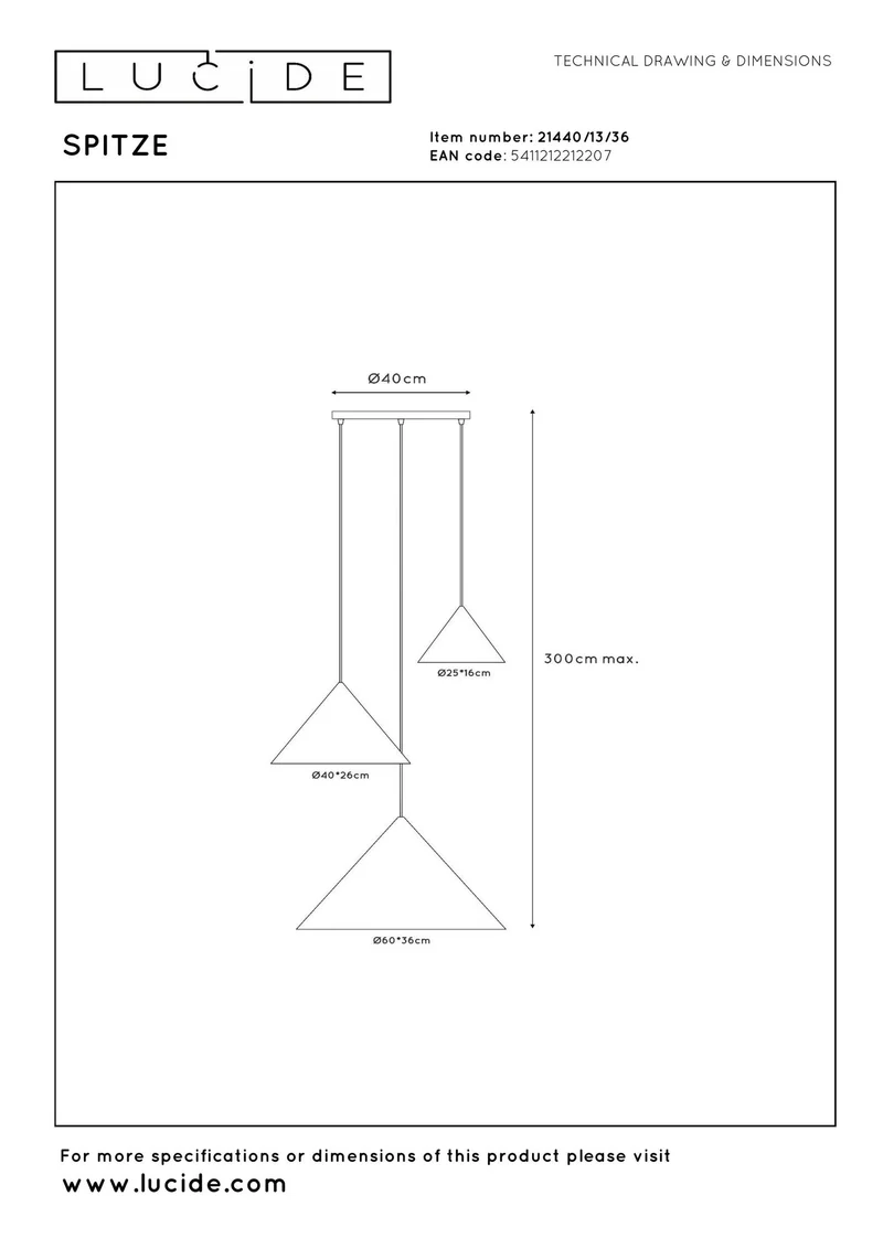 Pendelleuchte Spitze 3-flammig Ø 68cm
