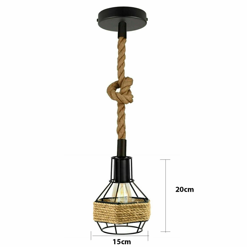 Industrielle Lampe, Vintage-Loft-Hängeleuchte, Retro-Seil-Pendelleuchte~3173