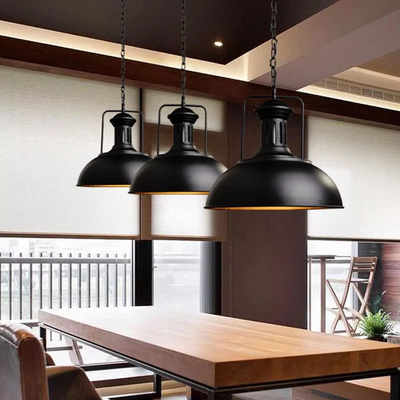Industrielle Pendelleuchte schwarz modern Hangelampen~3172