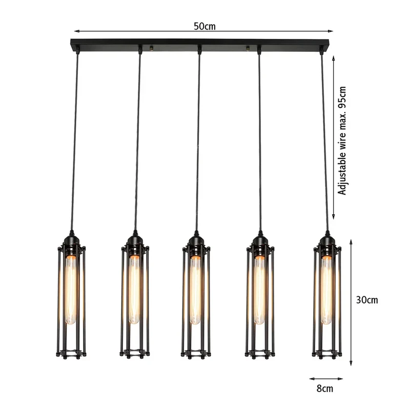 Industrie Pendelleuchte Schwarz Zylinder Käfig E27 ~3167