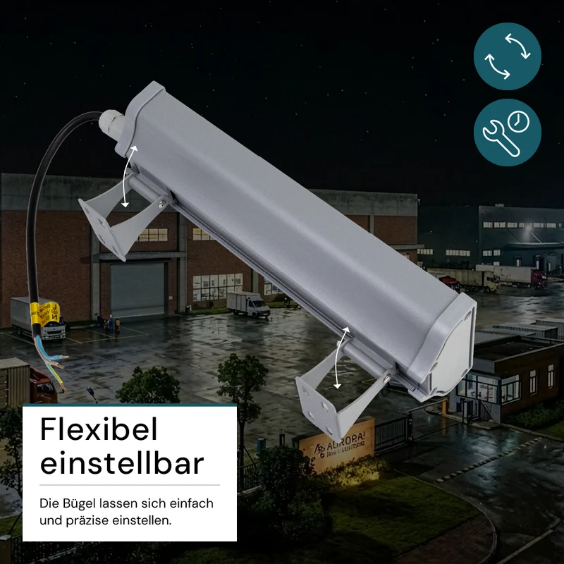 LED-Hallenleuchte, linear, 50 W, 6200 lm, 5000 K (neutralweiß), IP65, grau