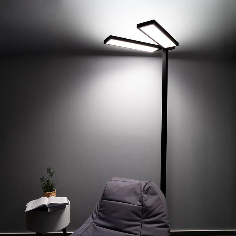 LED Büro-Stehleuchte DUO Line, Up/Down, in Schwarz, 120 W, 8500 lm, 4000 K (neutralweiß), UGR<16, CRI98, dimmbar, RG0, Bridgelux LED, Arbeitsplatzleuchte