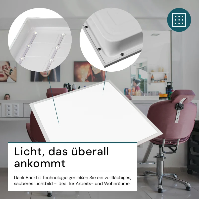 2er-Pack LED BackLit Panel, 62x62 cm, 36W, 3600lm, 6000K