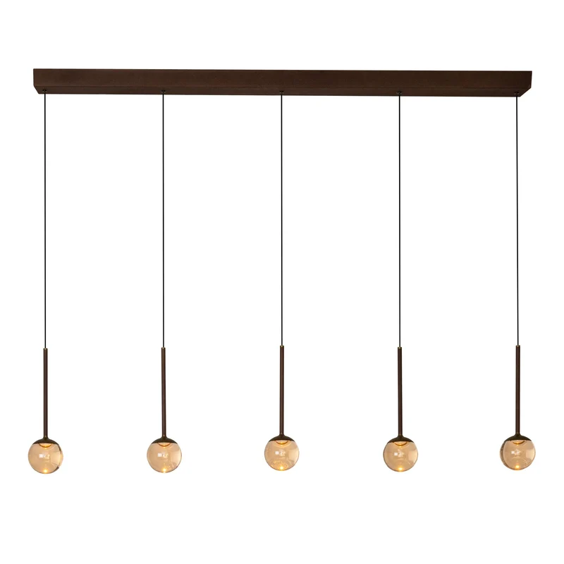 LED-Pendelleuchte Calina 5-flammig mit einstellbarer Lichtfarbe rechteckig