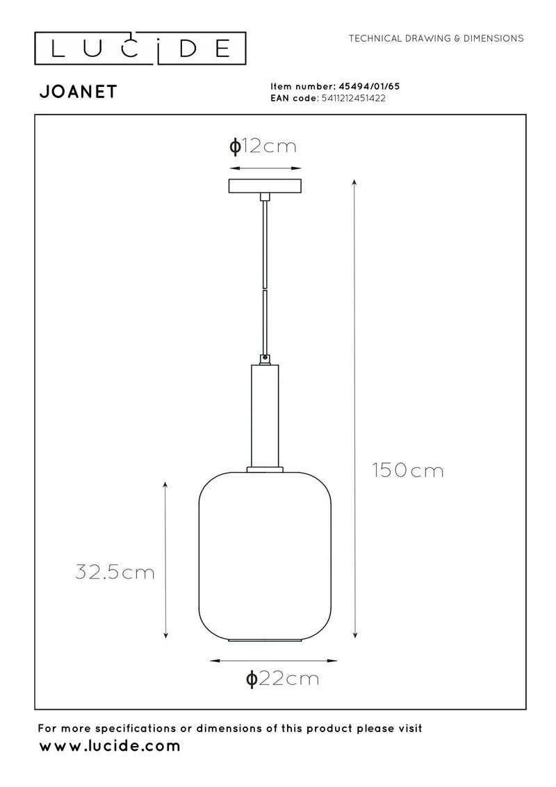 Pendelleuchte Joanet mit Glasschirm Ø 22cm