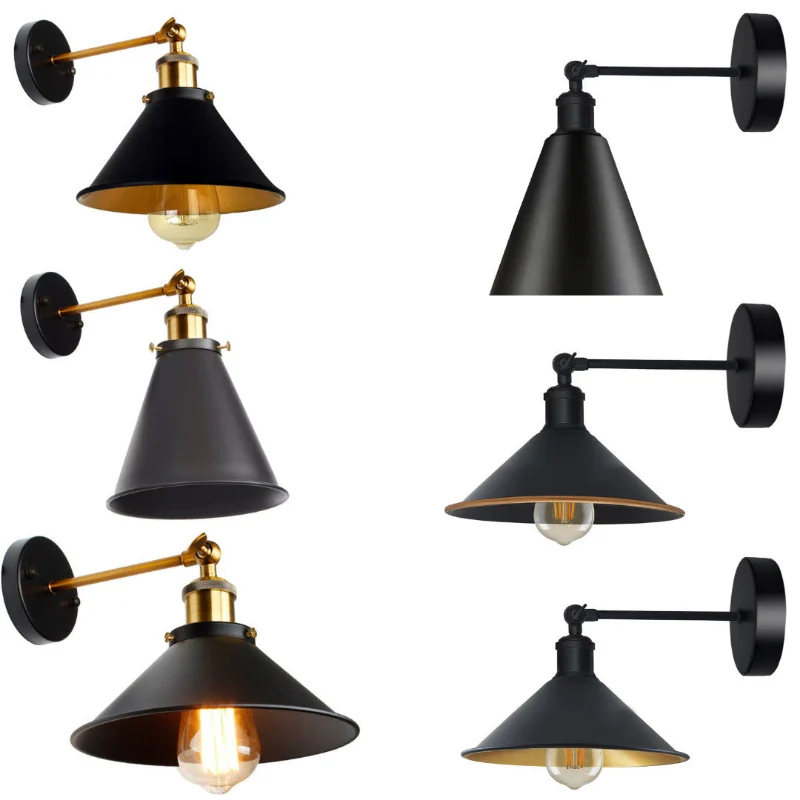 Vintage Wandleuchte Innen schwarz Industrial Wandlampe~3263