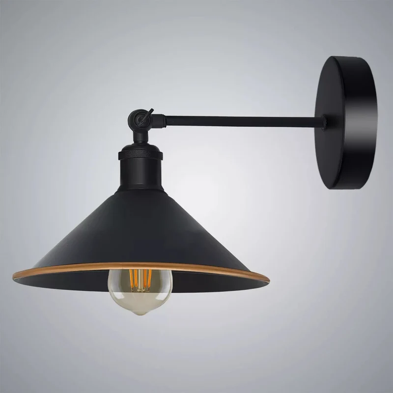 Vintage Wandleuchte Innen schwarz Industrial Wandlampe~3263