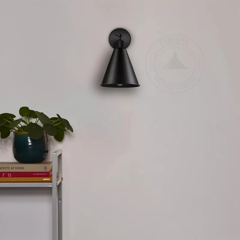 Vintage Wandleuchte Innen schwarz Industrial Wandlampe~3263