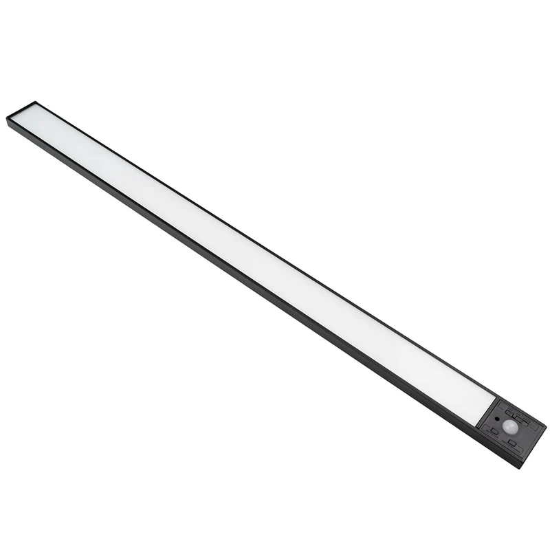 LED Schrankbeleuchtung mit Bewegungsmelder, schwarz, 60 cm, dimmbar, einstellbare Lichtfarbe, USB-aufladbar, einfache Befestigung, Unterbauleuchte