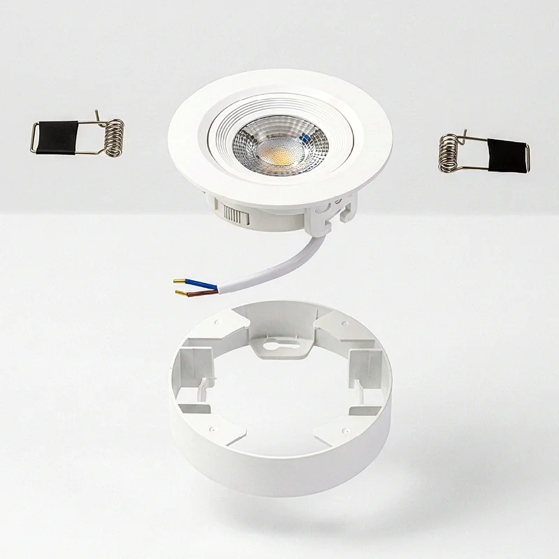 LED CCT Downlight, Ein- und Aufbaustrahler, schwenkbar, in Weiß, 5 W, 500 lm, 38°, 3000K-6500K einstellbar