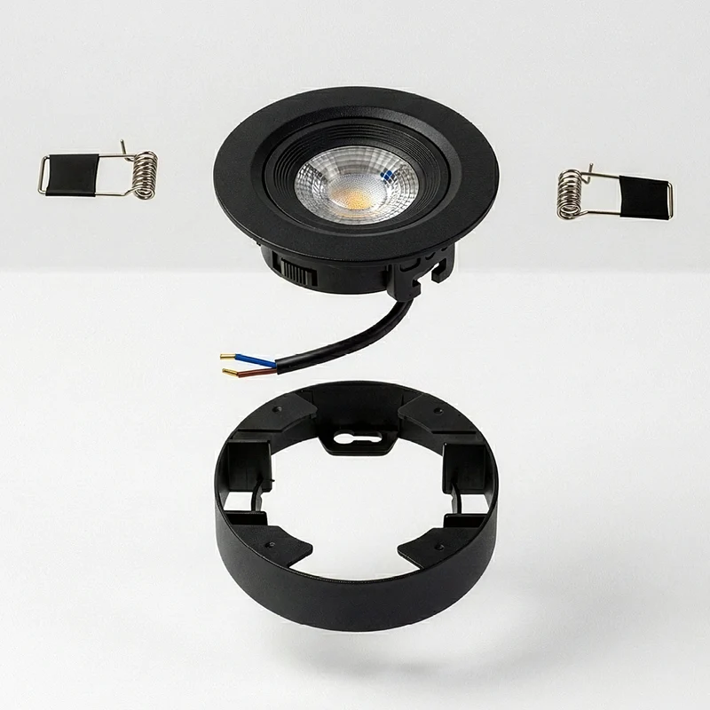 LED CCT Downlight, Ein- und Aufbaustrahler, schwenkbar, in Schwarz, dimmbar, 5 W, 420 lm, 60°, 3000K-4000K-6500K einstellbar