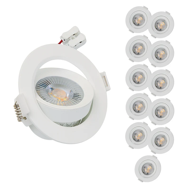 LED CCT Downlight, dimmbar, schwenkbar, in Weiß, 7 W, 600 lm, 3000 - 6500 K (einstellbar), 38°, Einbaustrahler