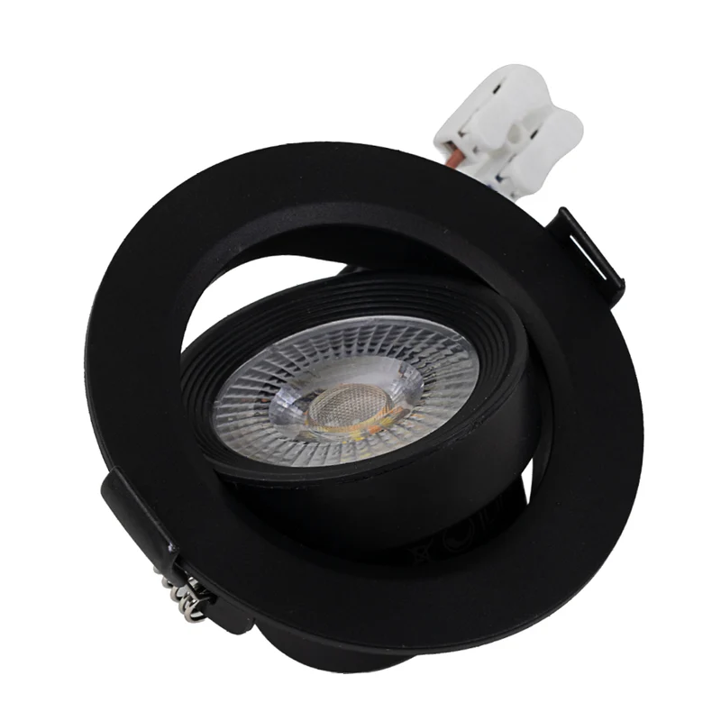 LED CCT Downlight, dimmbar, schwenkbar, in Schwarz, 7 W, 600 lm, 3000 - 6500 K (einstellbar), 38°, Einbaustrahler