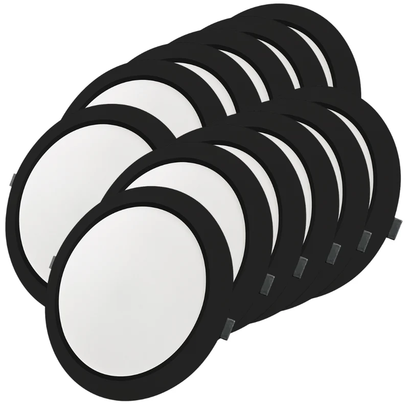 LED Einbauleuchte in Schwarz, 12 W, 230 V, IP44-geschützt, 1200 lm, Lichtfarbe einstellbar, Ø173x26 mm, Einbaustrahler mit Diffusor, Badezimmer Deckenleuchte