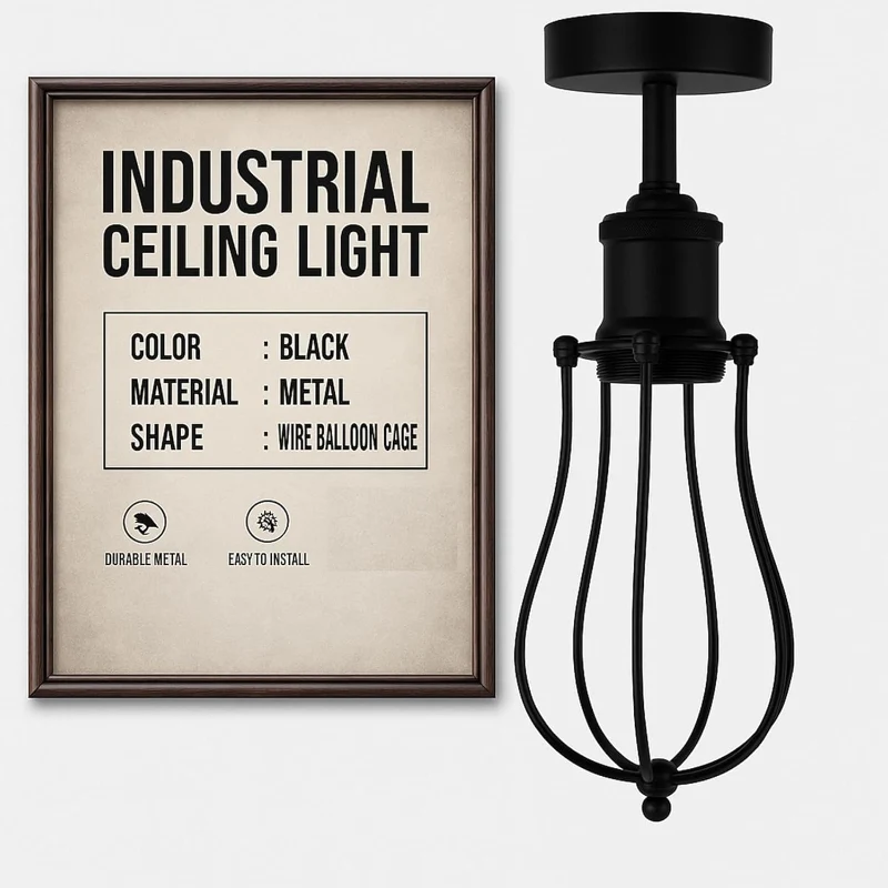 LEDSONE Käfig-Deckenlampe Metall-Leuchte im Industrie ~3160