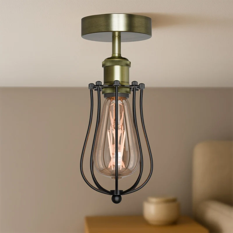 LEDSONE Käfig-Deckenlampe Metall-Leuchte im Industrie ~3160