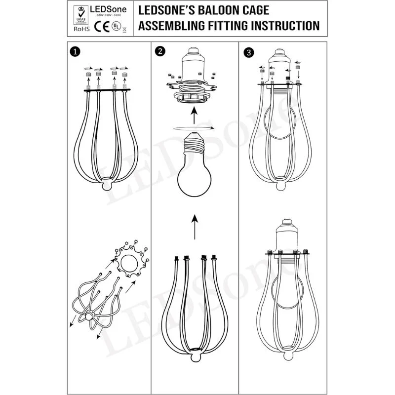 LEDSONE Käfig-Deckenlampe Metall-Leuchte im Industrie ~3160